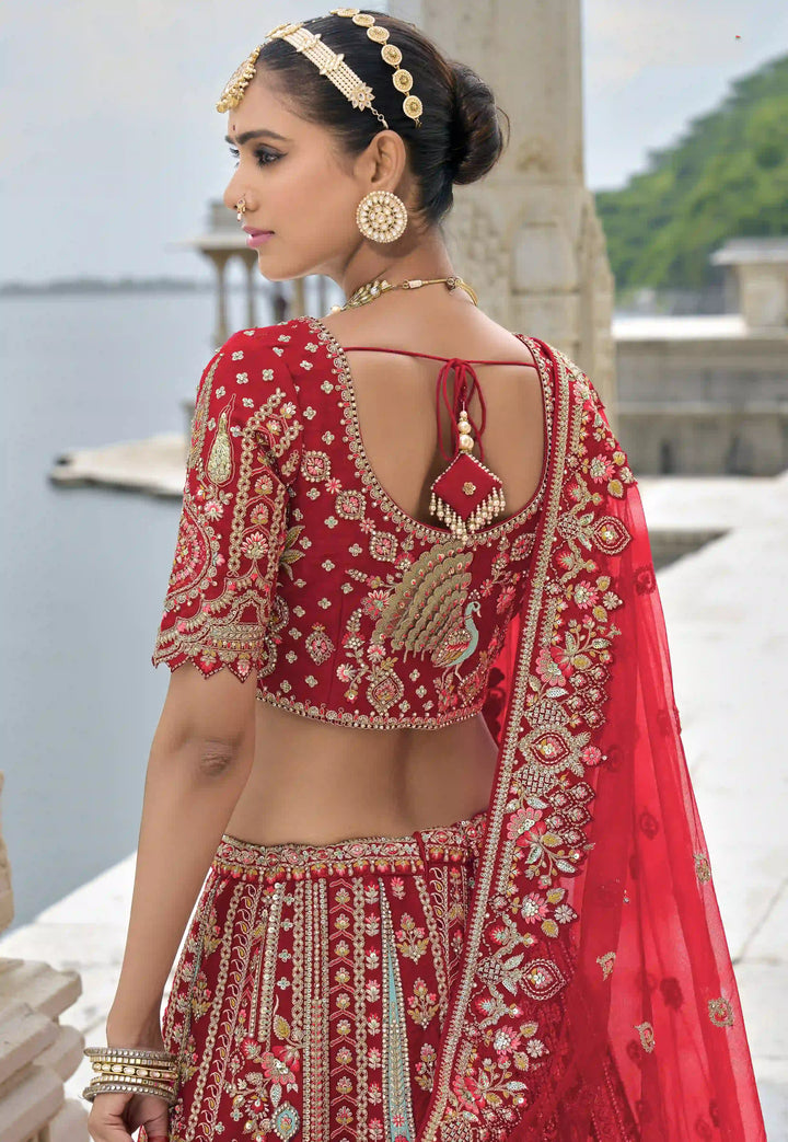 Maroon Bridal Lehenga Choli | Silk & Art Silk with Zari & Sequins Work
