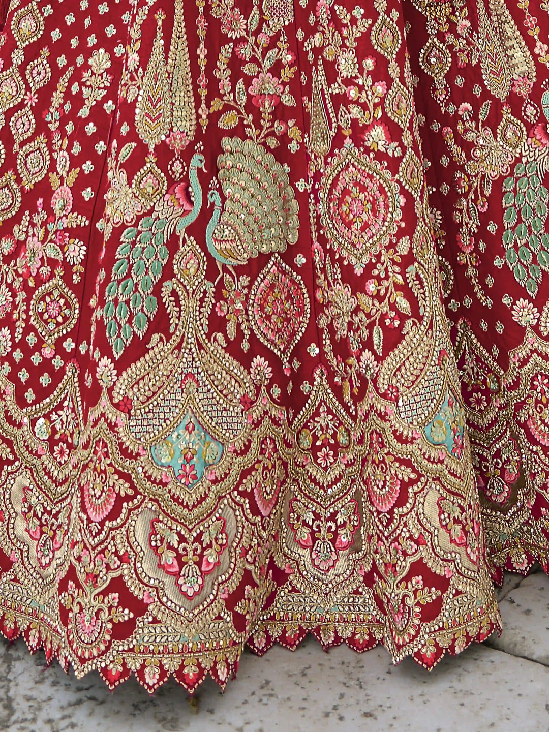 Maroon Bridal Lehenga Choli | Silk & Art Silk with Zari & Sequins Work