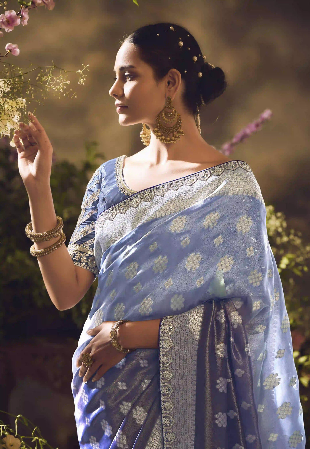 Elegant Dark Teal Blue Silk Saree | Jacquard Woven & Lace Border