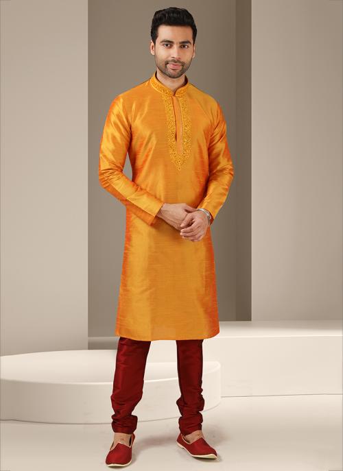 Banarasi Art Silk Kurta Pajama | Elegant Mirror Work Festive Wear