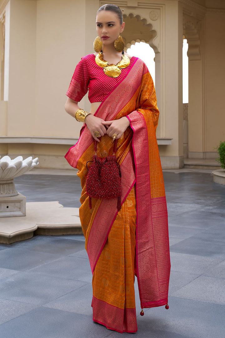 Banarasi PV Silk Jacquard Saree | Elegant Saree with Blouse for Festive Wear