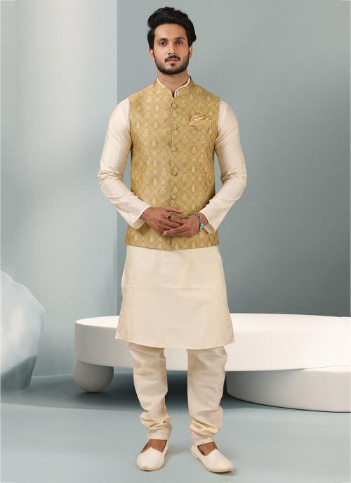 Banarasi Silk Jacquard Kurta Pajama with Jacket | Elegant Party Wear