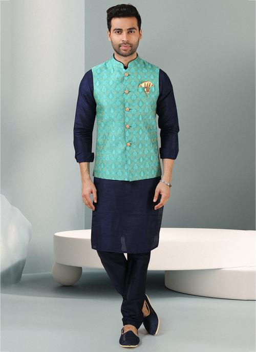 Banarasi Silk Jacquard Kurta Pajama with Jacket | Elegant Party Wear