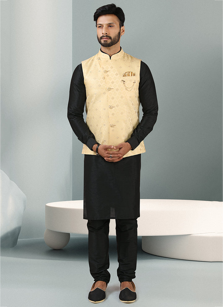 Jacquard Banarasi Kurta Pajama with Jacket | Traditional & Festive Wear