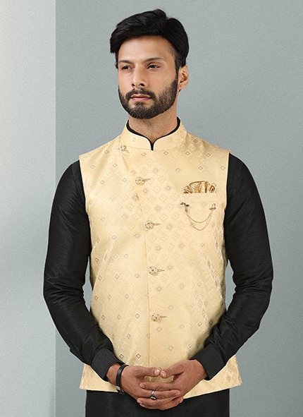 Jacquard Banarasi Kurta Pajama with Jacket | Traditional & Festive Wear