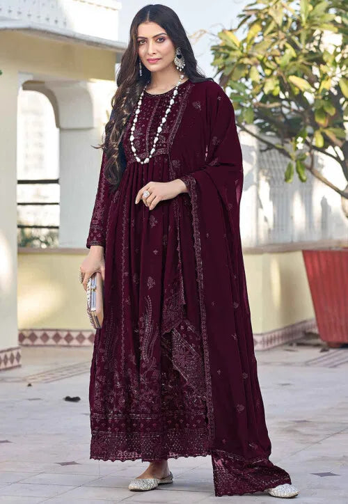 Designer Georgette Anarkali Suit | Heavy Embroidery with Dupatta