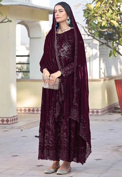 Designer Georgette Anarkali Suit | Heavy Embroidery with Dupatta