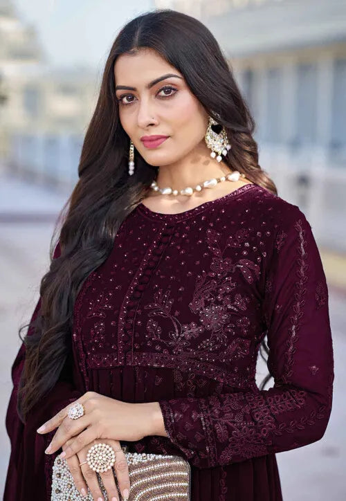 Designer Georgette Anarkali Suit | Heavy Embroidery with Dupatta