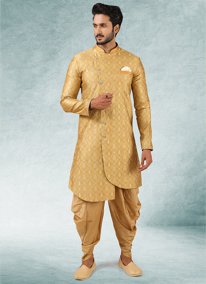 Stylish Gold Indowestern Suit | Stylish Attire for Grand Celebrations