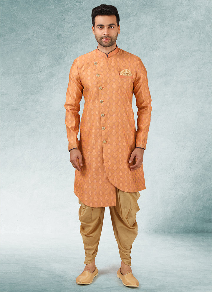 Royal Orange Indo Western | Majestic Wedding Ensemble