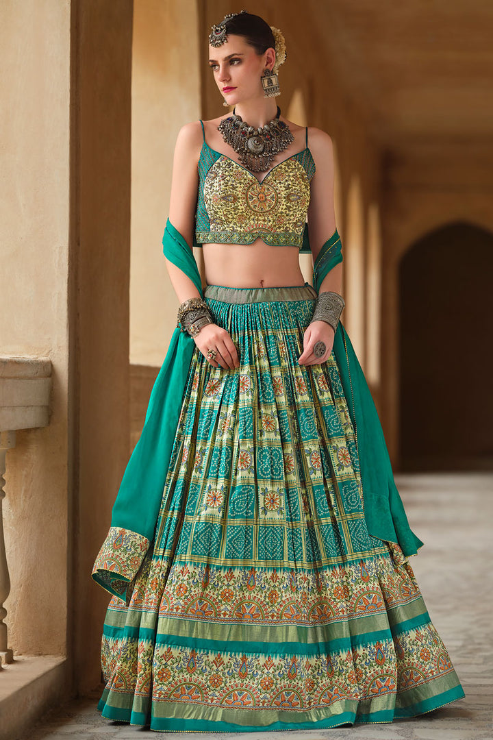 Silk Lehenga Choli | Georgette Foil Print Lehenga with Embroidery Blouse For wedding outfit