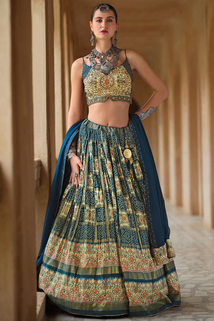 Silk Lehenga Choli | Georgette Foil Print Lehenga with Embroidery Blouse For wedding outfit