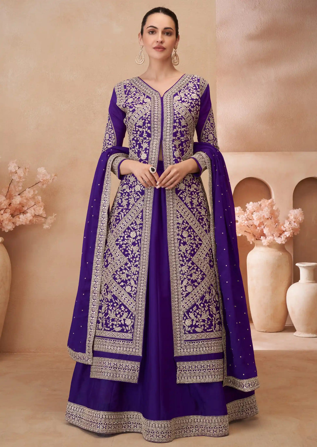 Designer Chinon Silk Top-Lehenga with Dupatta for Festive Wear