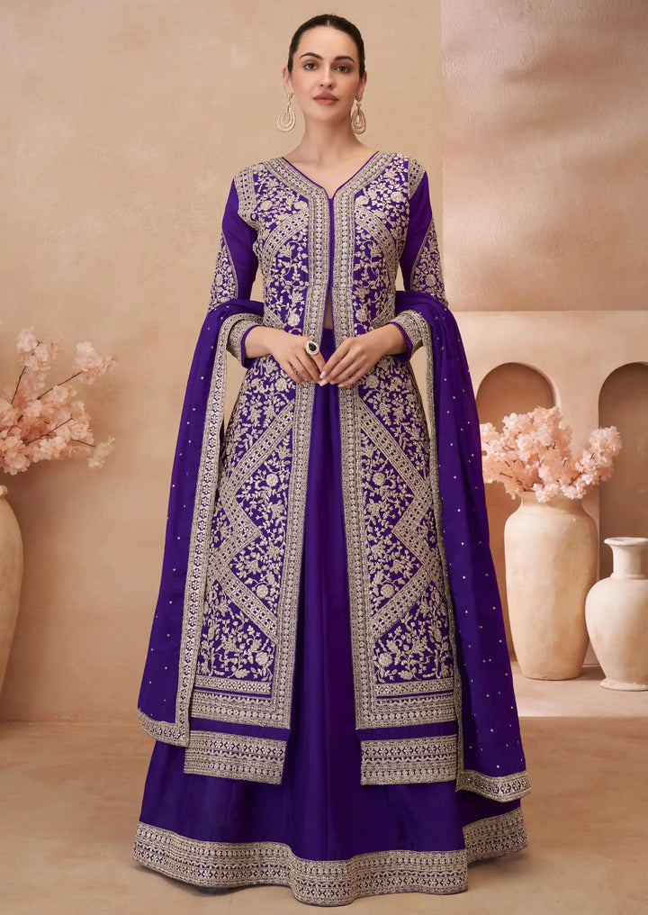 Designer Chinon Silk Top-Lehenga with Dupatta for Festive Wear