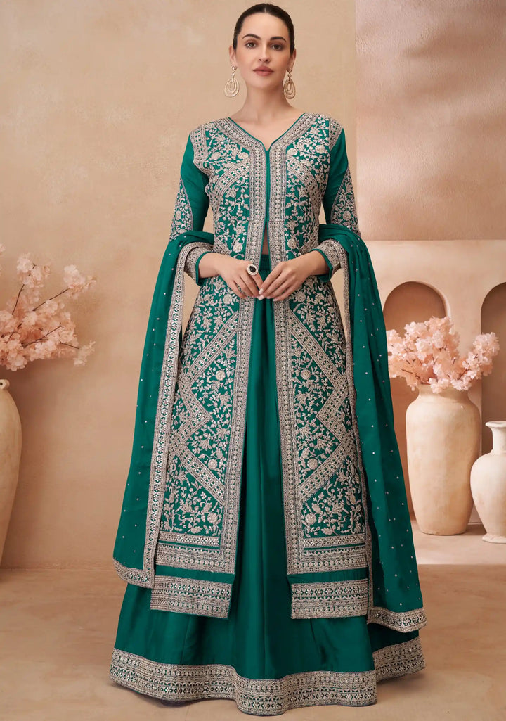 Designer Chinon Silk Top-Lehenga with Dupatta for Festive Wear