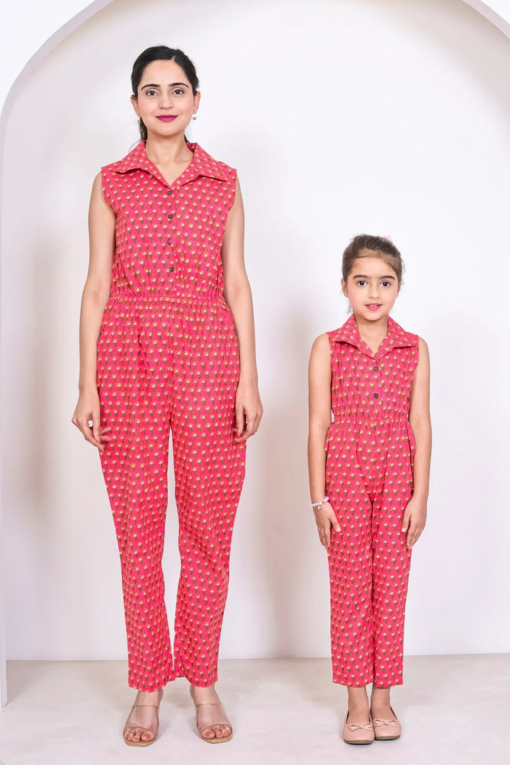 Red & Yellow Holiday Jumpsuit Sets - Mommy & Me Matching Outfits