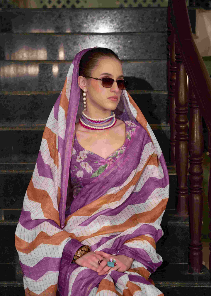 Breathable Linen Cotton Saree with Lining Work Design