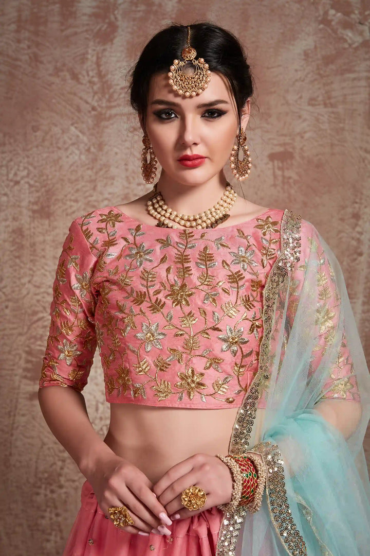 Elegant Pink Lehenga Choli | Perfect Soft Net Attire for Weddings
