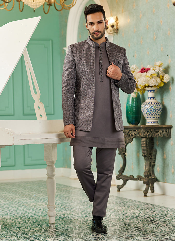 Gary Art Silk Wedding Wear 3 Pcs Jodhpuri Suit | Traditional Attire for Special Occasions