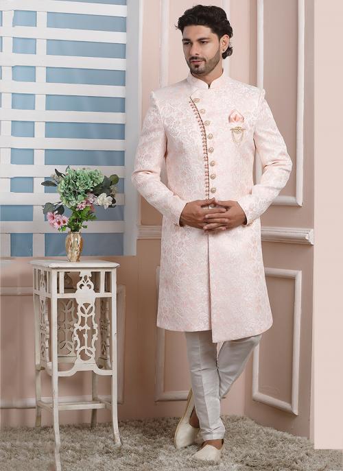 Light Pink Premium Silk Indo Western | Perfect Reception & Wedding Attire