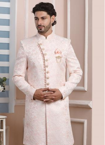 Light Pink Premium Silk Indo Western | Perfect Reception & Wedding Attire