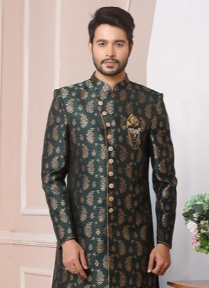 Luxurious Bottle Green Indo Western | Stylish Outfit for Weddings & Events