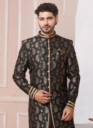 Classic Black Indo Western | Royal Wedding & Reception Outfit