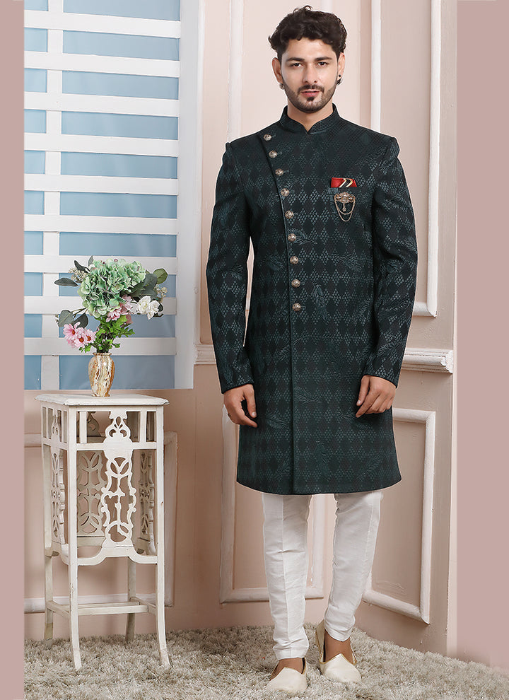 Stunning Dark Green Indowestern Outfit | Luxurious Look for Weddings & Festive Events