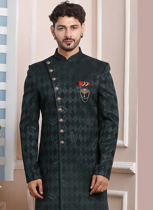 Stunning Dark Green Indowestern Outfit | Luxurious Look for Weddings & Festive Events
