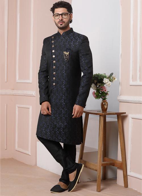 Designer Navy Blue Indo Western Attire | Classic Look for Weddings & Celebrations