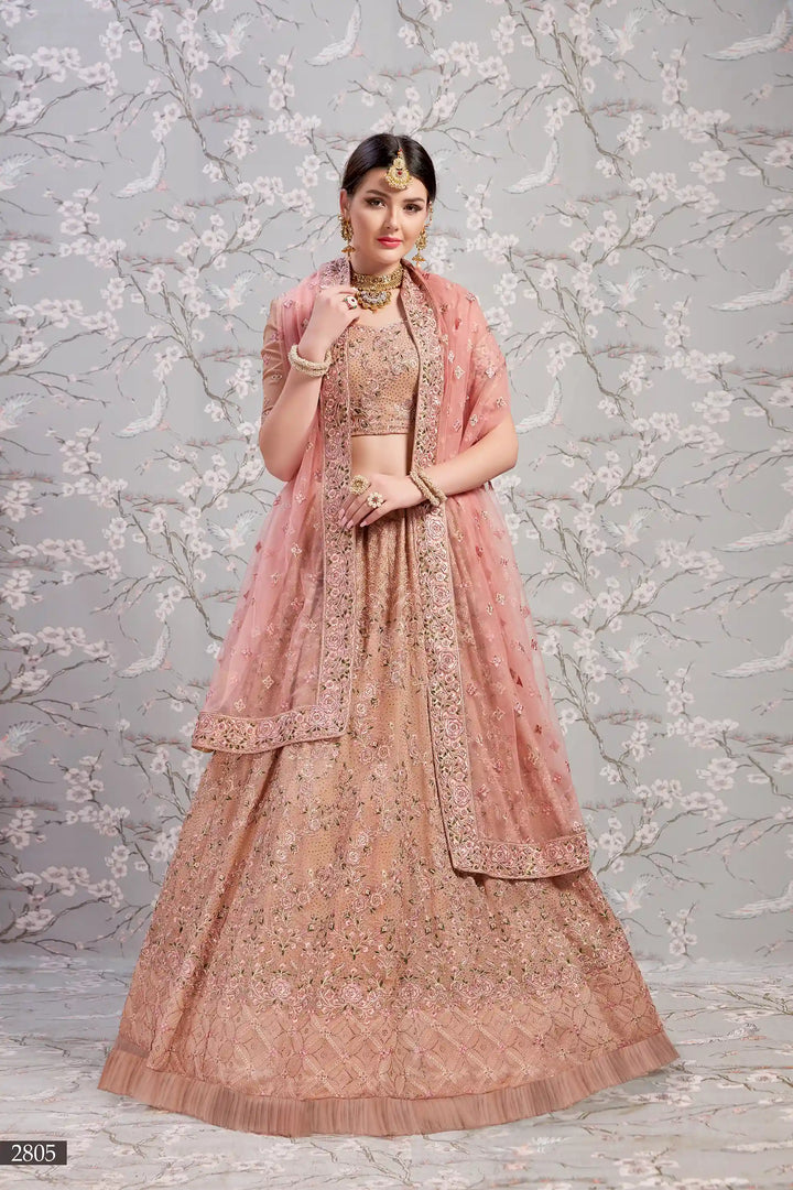 Dusty Pink Georgette Lehenga Choli | Swarovski Work for Weddings