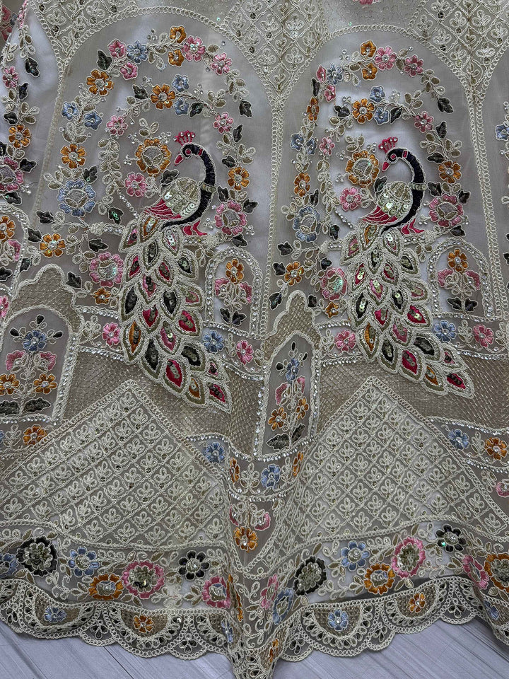 Excellent Off-White Lace Work | Net Bridesmaid Lehenga Choli Style Statement