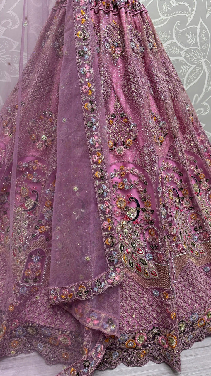 Fabulous Pink Sequins Work Net | Wedding Wear Lehenga Choli With Dupatta Fashionable