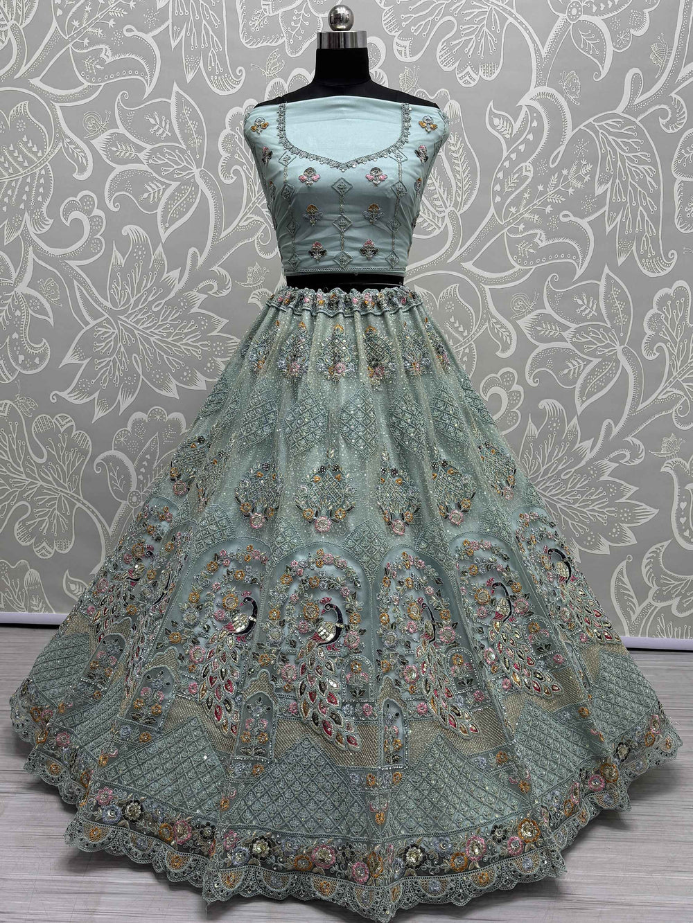 Enjoyable Aqua Blue Dori Work Net Bridesmaid Lehenga Choli