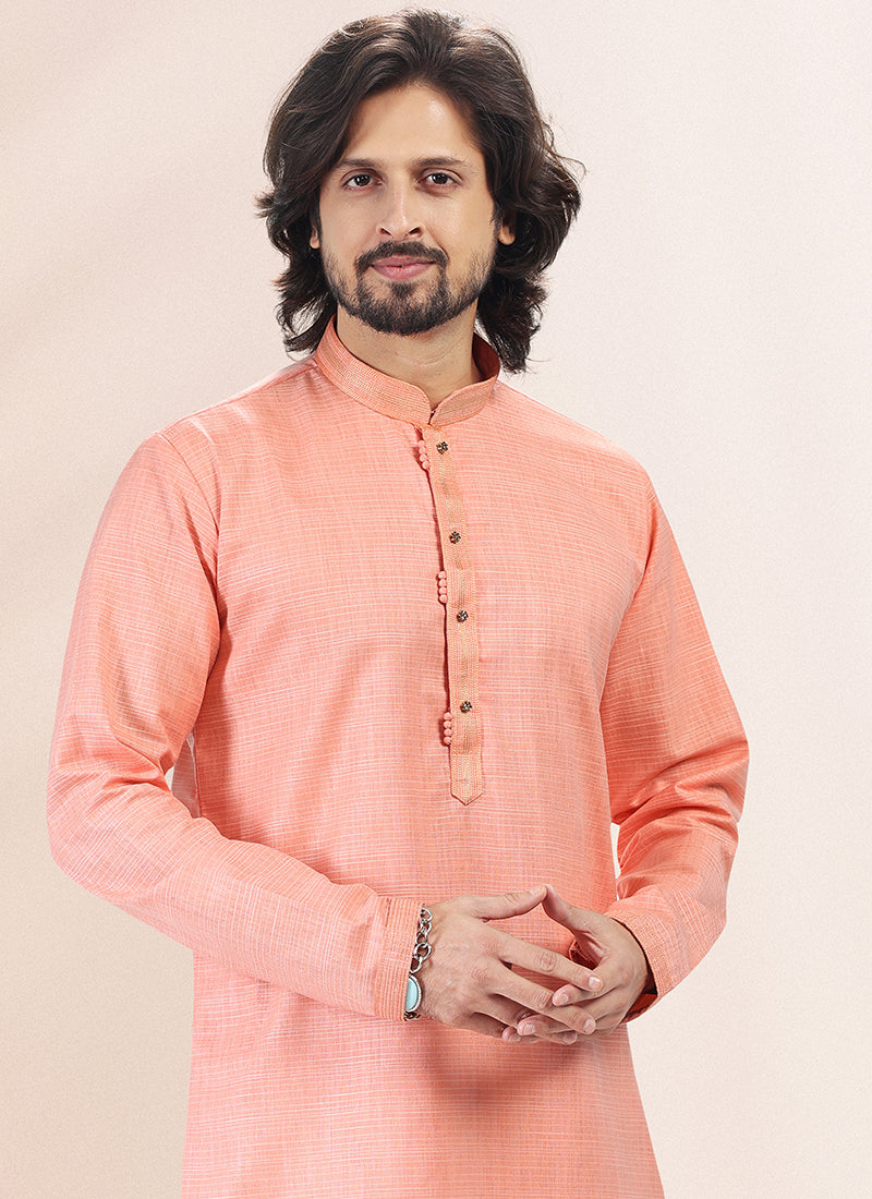 Men's Cotton Linen Pin tux Kurta Pajama | Traditional Wear for Festivals