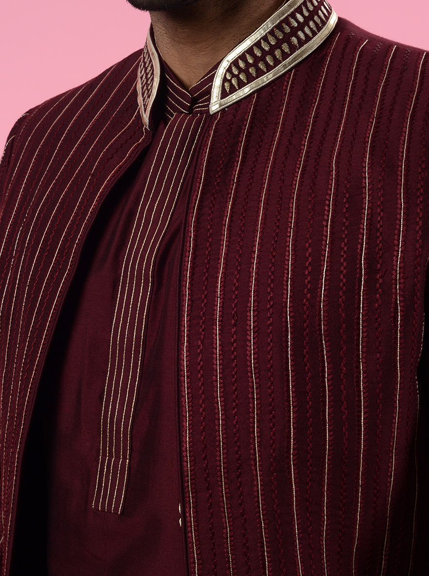 Wine Indo-Western for Men | Luxurious Indian Outfit for USA Events