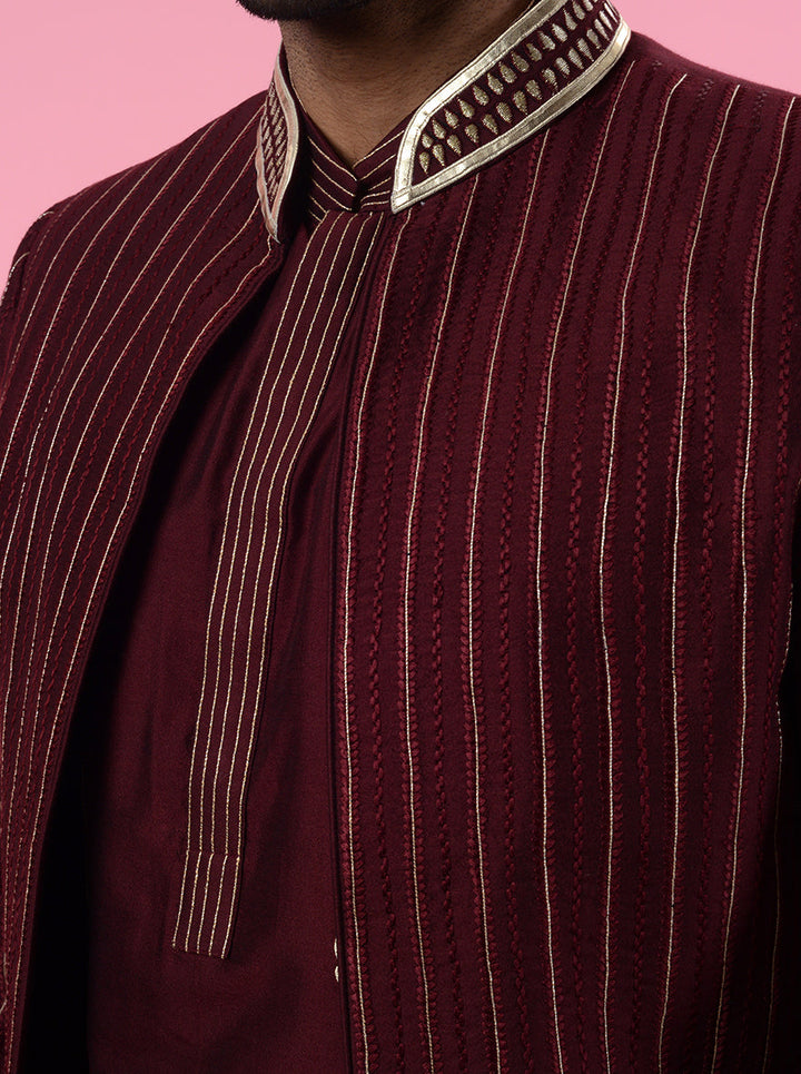 Wine Indo-Western for Men | Luxurious Indian Outfit for USA Events