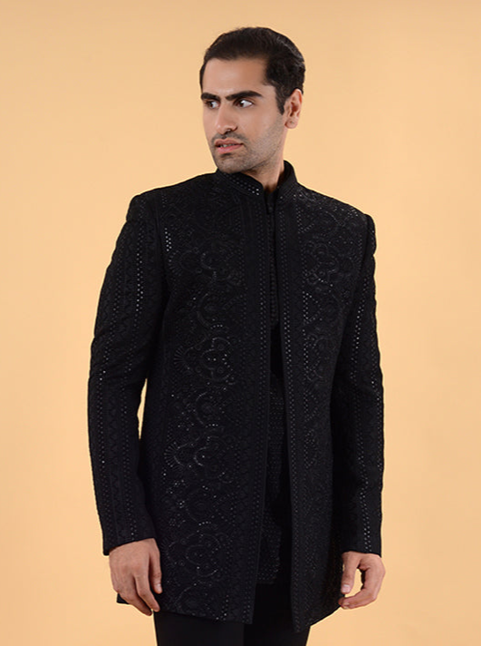 Black Georgette Indo Western | Stylish Ethnic Wear for Men