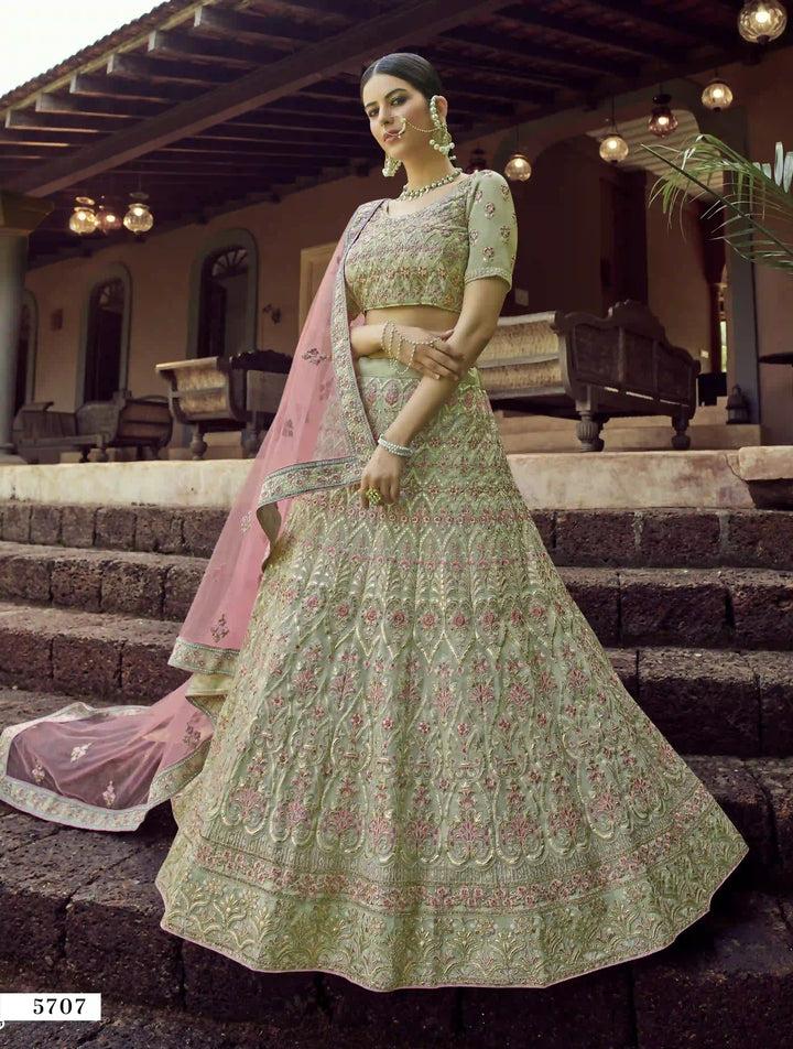 M46 Elegant Green Lehenga | Gota & Resham Work for Weddings & Celebrations