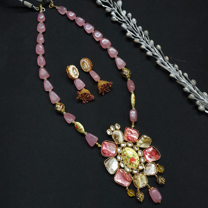 Pink Stone Beaded | Designer Pendant Set Fashionable