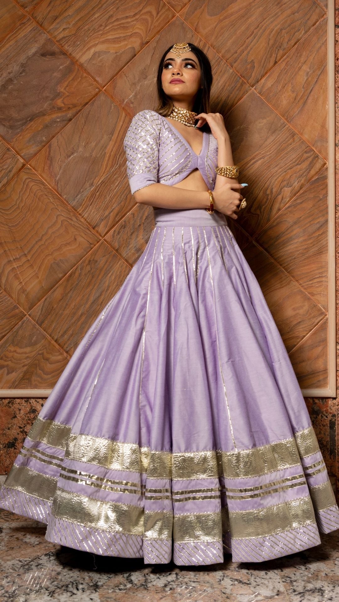 IBADAT LILAC COTTON SILK  LEHENGA SET - Pomcha Jaipur
