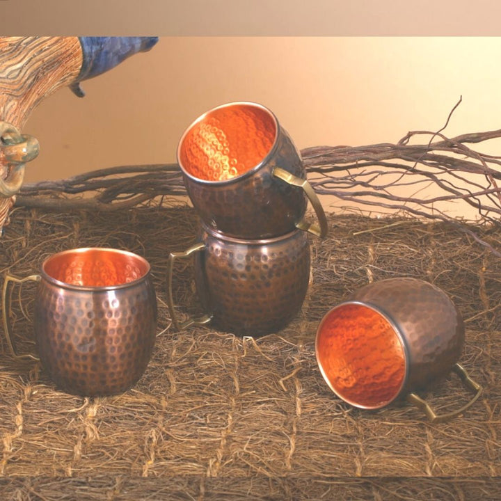 Copper Hammered Mugs Set | Aasavam 2 Pcs for Dining Delight