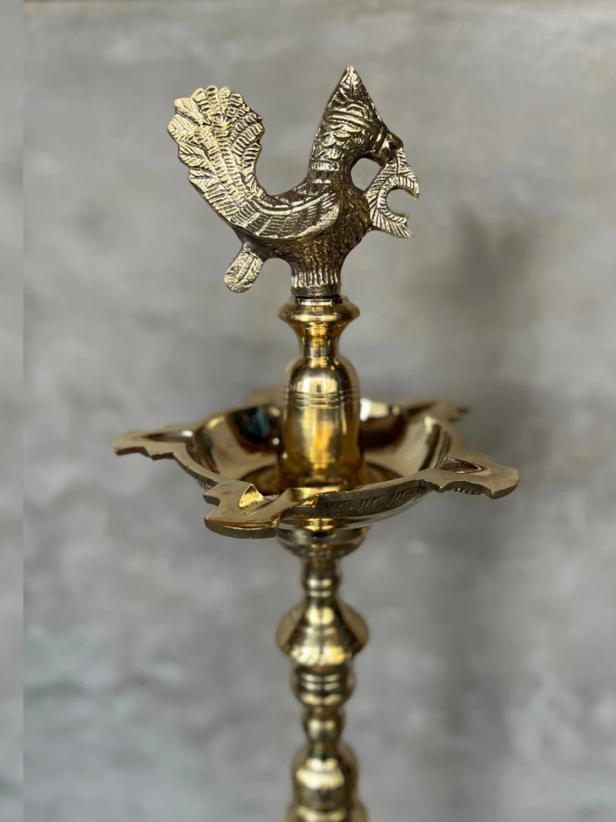 Mahabharat Brass Dipak | 18 Inch Sacred Pooja Lamp