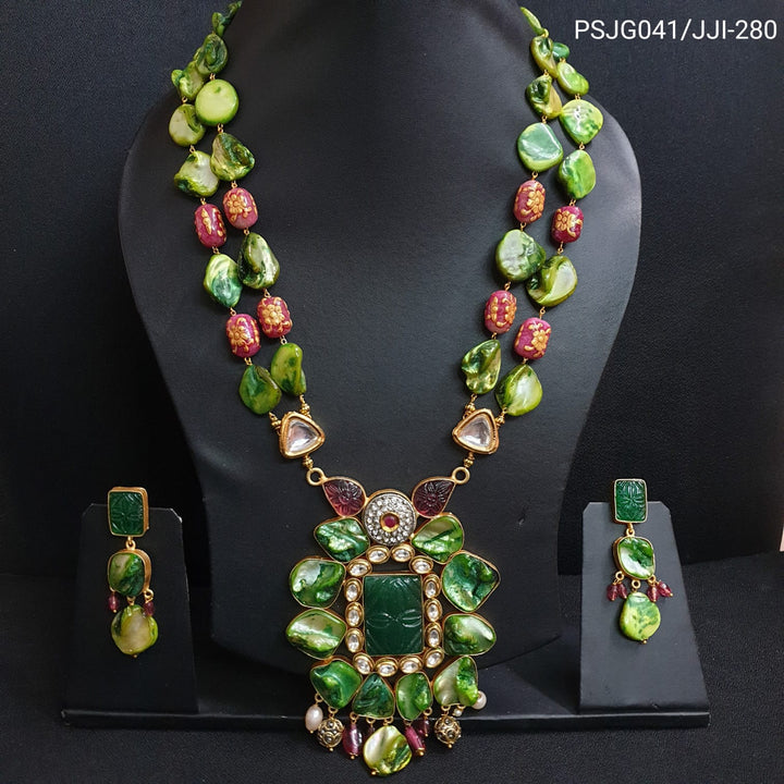 Mother of Pearl Green | Beaded Fusion Pendant Set Collection