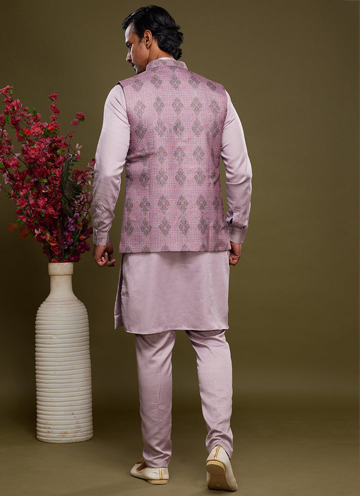 Luxurious art banarasi silk Premium Kurta Pajama with Koti | for wedding Wear