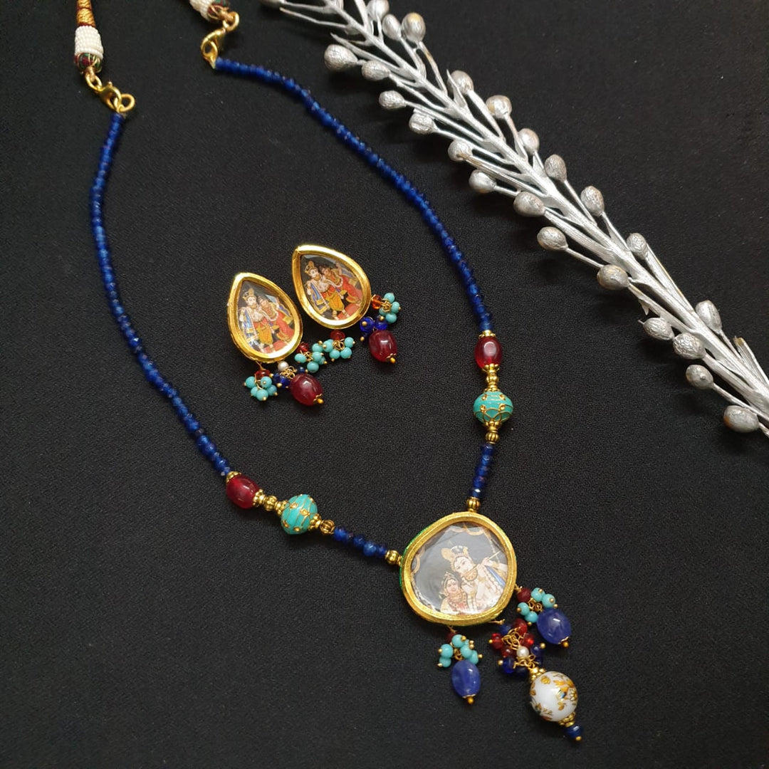 Radha Krishna Small | Pendant Set With Earrings Style Statement