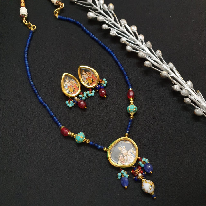 Radha Krishna Small | Pendant Set With Earrings Style Statement