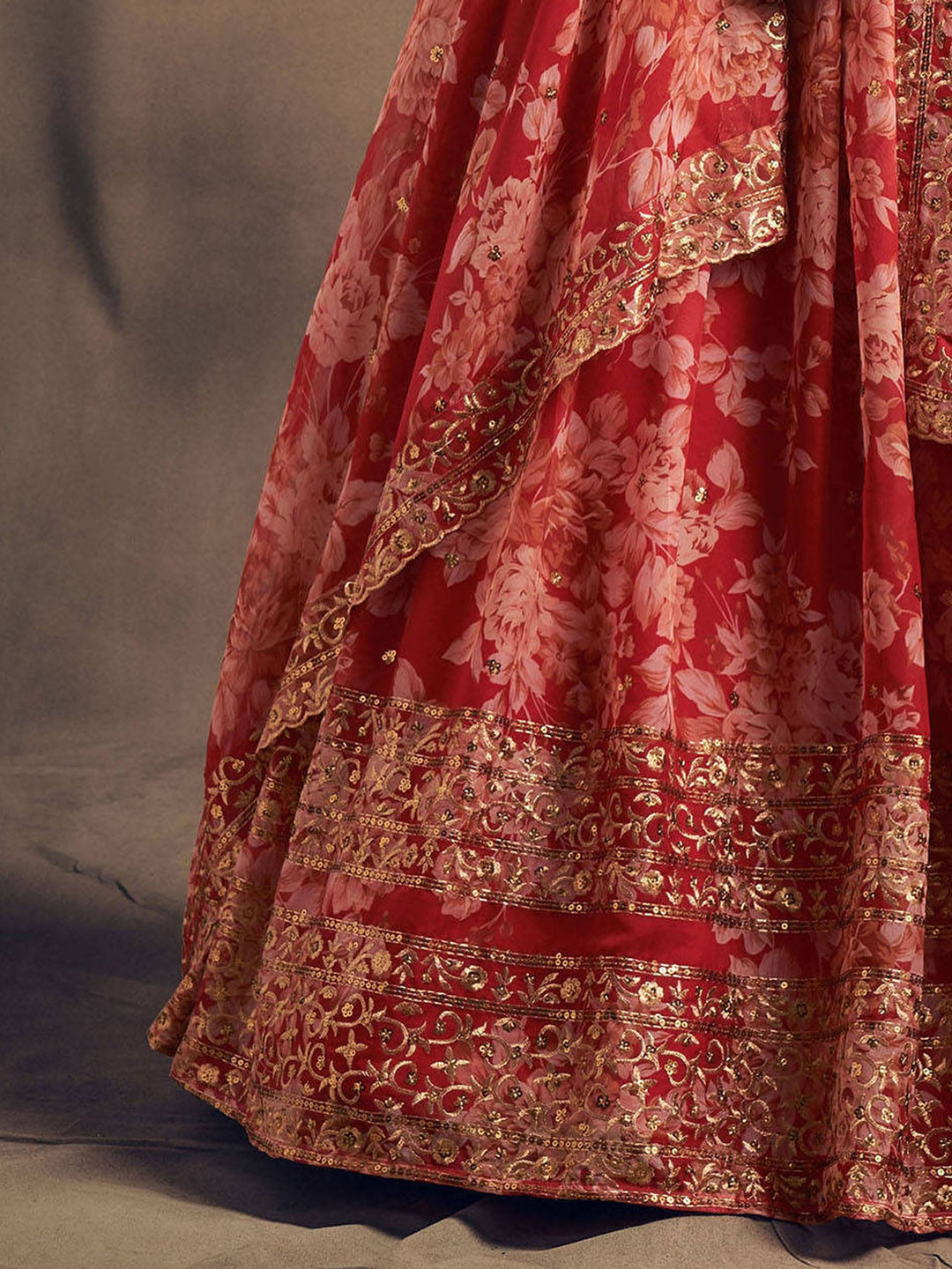 Semi-stitched lehenga for women with sequins detail