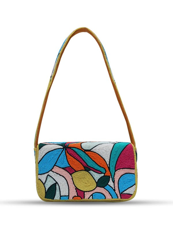 Poppy Multicolor Baguette Bag with Handle | Chic Designer Handbag