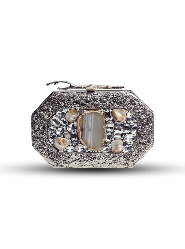 Burj Embellished Agate Stone Clutch | Designer Fashion Statement Bag